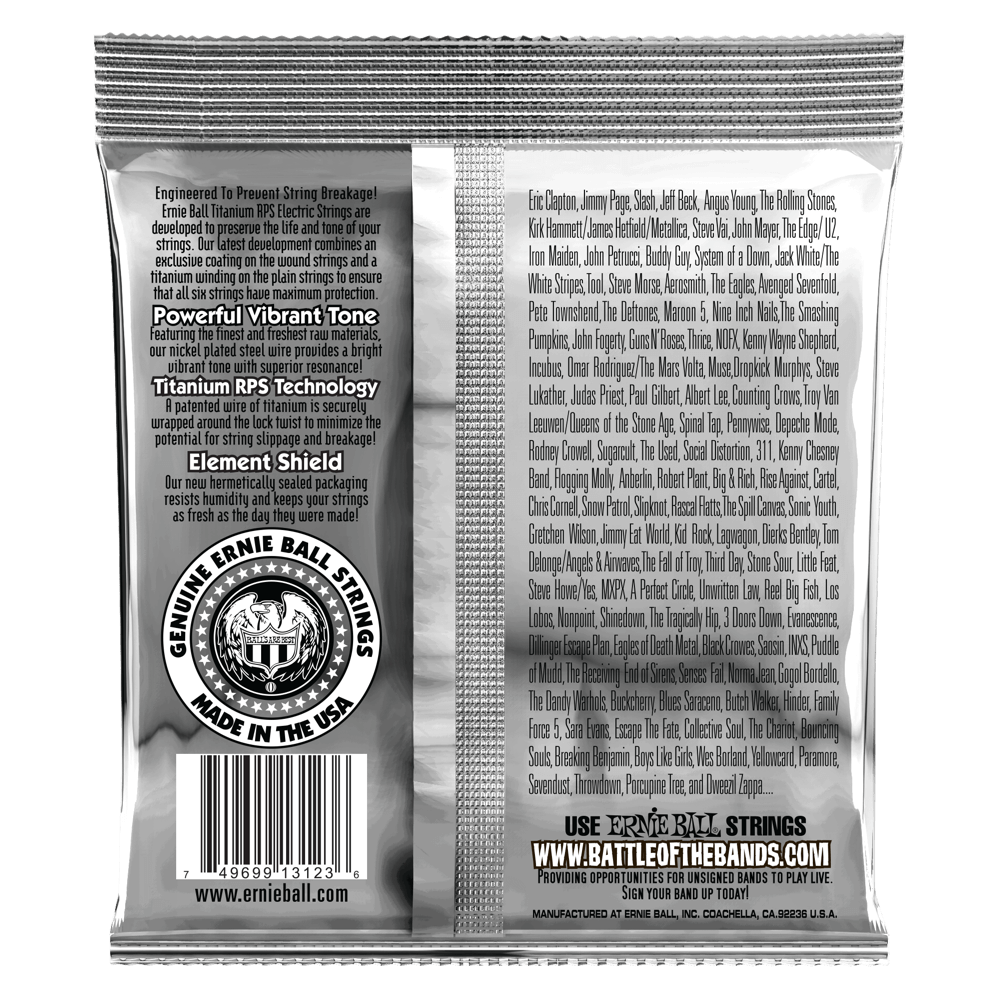 Ernie Ball 9-42 Super Slinky, Coated Titanium RPS Electric Guitar Strings P03123