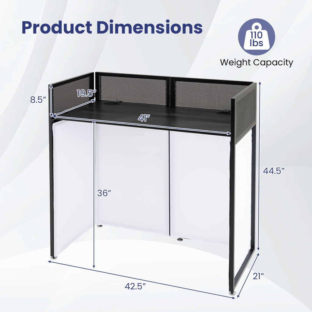 Portable DJ Booth with Adjustable Feet and Detachable Tabletop