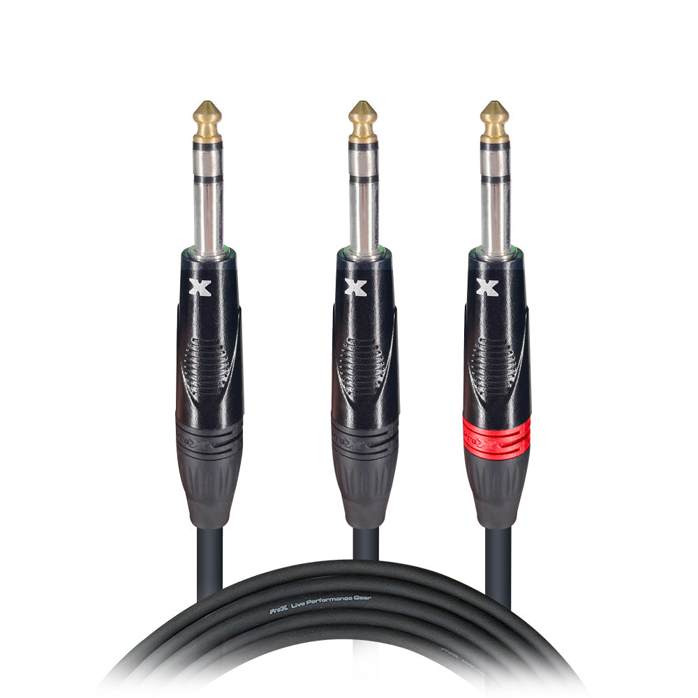 ProX 10 Ft. 1/4" TRS-M to Dual 1/4" TRS-M High Performance Audio Cable
