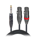 ProX 10 Ft. High Performance Y Cable 1/4" TRS-M Stereo to Dual XLR-F