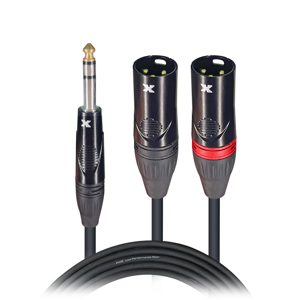 ProX 10 Ft. 1/4" TRS-M Stereo to Dual XLR3-M High Performance Y Cable