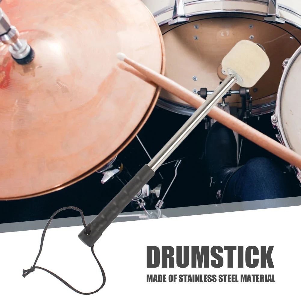 Bass Drum Mallet Professional Marching Bass Felt Head Drumsticks with Hanging Rope Timpani Metal Drum Sticks Musical Instrument