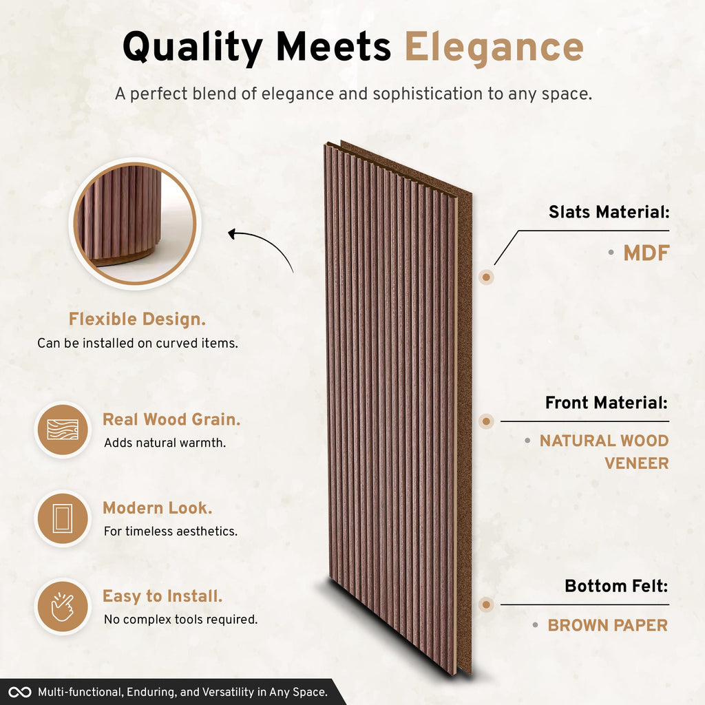 2-Pack Flexible Fluted Wall Panels – Smoked Oak