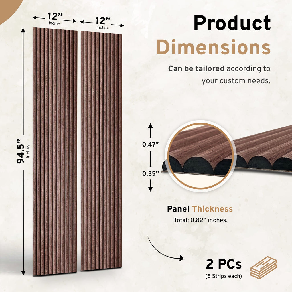 2-Pack Flexible Fluted Wall Panels – Smoked Oak
