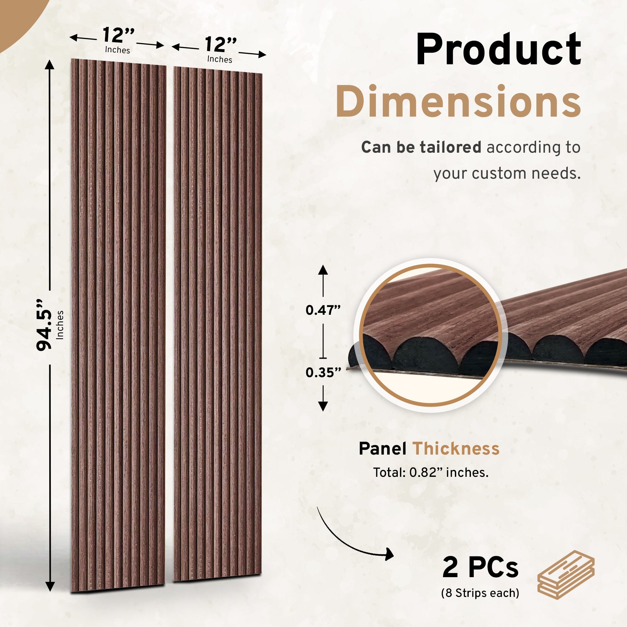 2-Pack Flexible Fluted Wall Panels – Smoked Oak