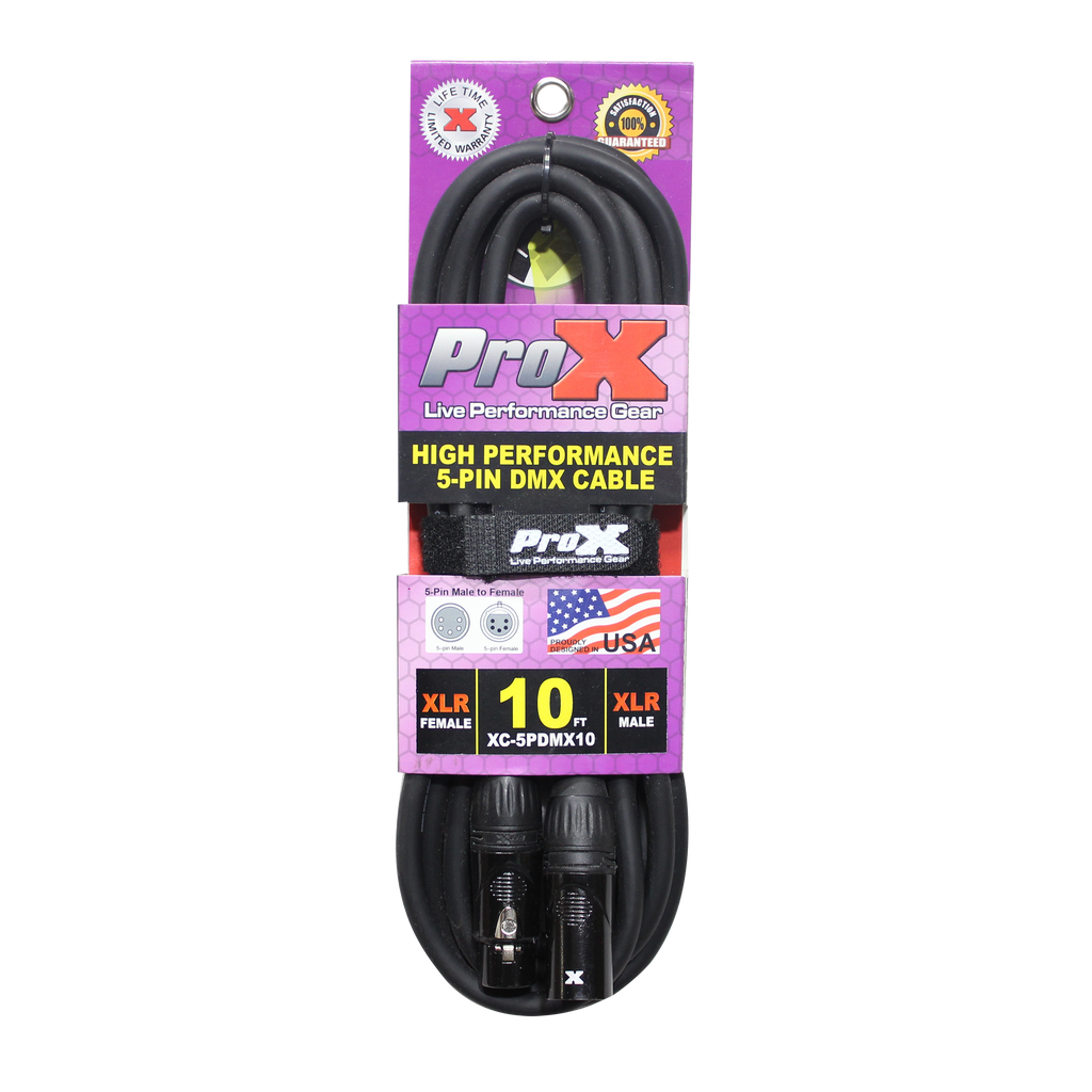 ProX 10 Ft. DMX XLR5-M to XLR5-F High Performance 5-PIN Data Cable