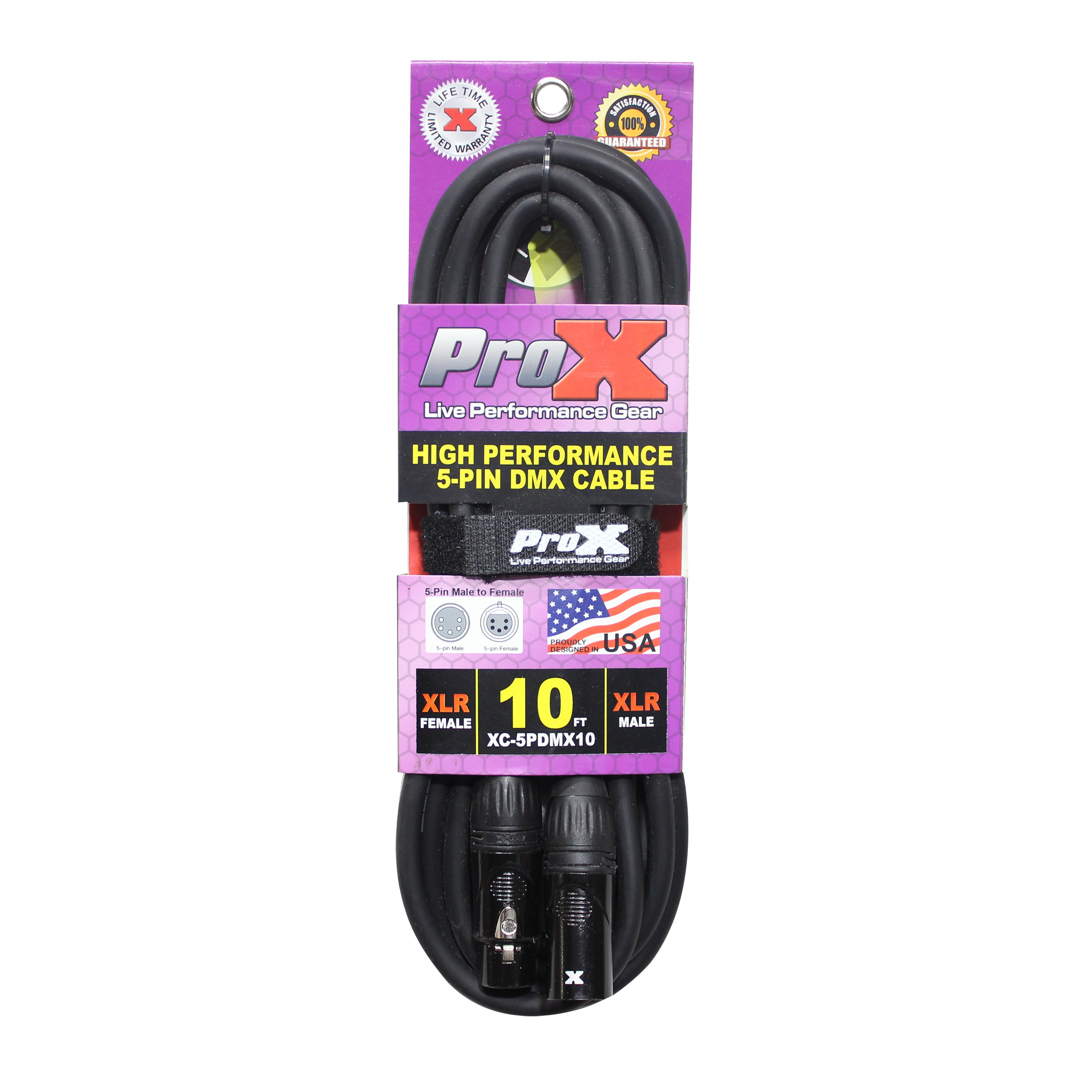ProX 10 Ft. DMX XLR5-M to XLR5-F High Performance 5-PIN Data Cable