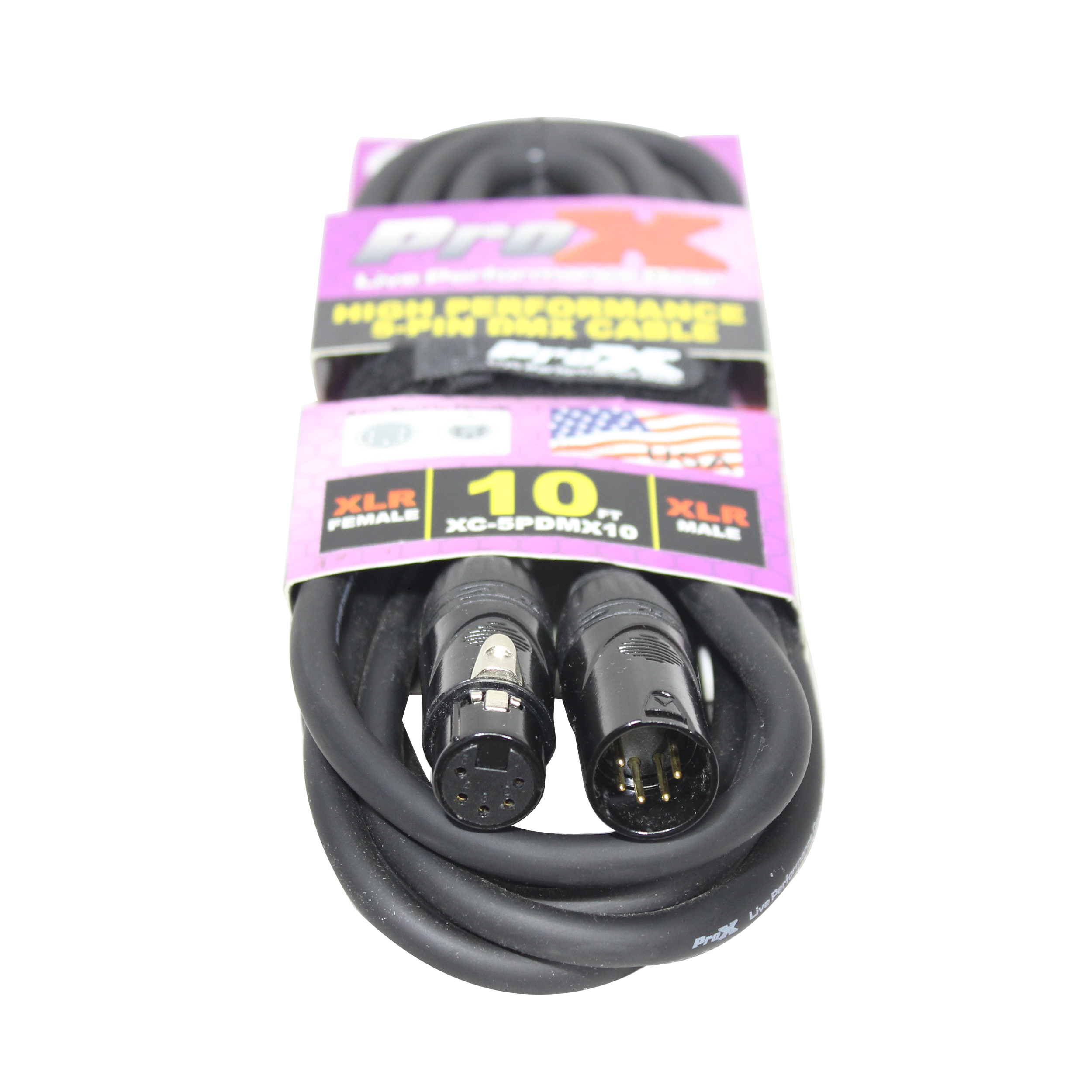 ProX 10 Ft. DMX XLR5-M to XLR5-F High Performance 5-PIN Data Cable