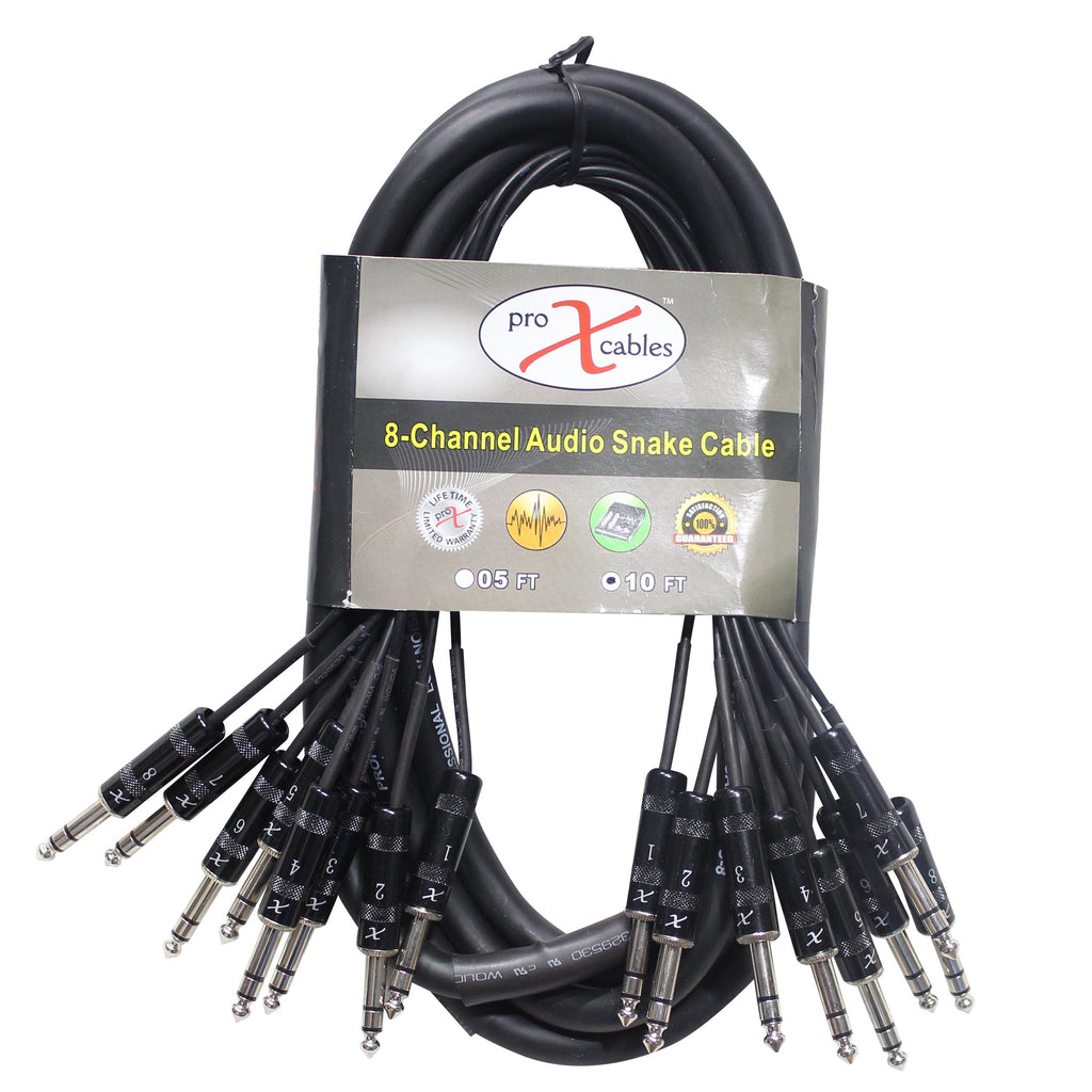 ProX 10 Ft. 8-Channel TRS-M to TRS-M Balanced Snake Cable