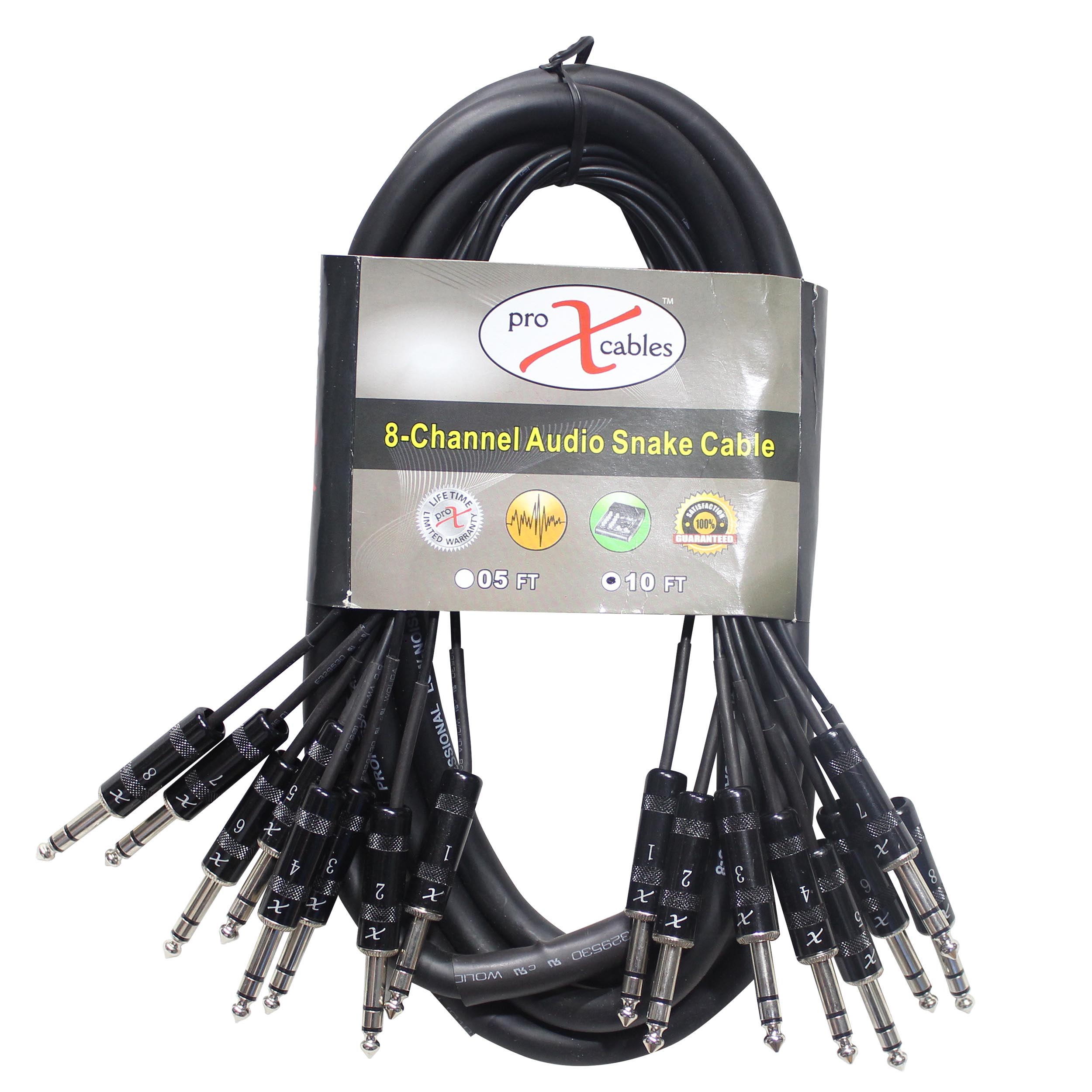 ProX 10 Ft. 8-Channel TRS-M to TRS-M Balanced Snake Cable