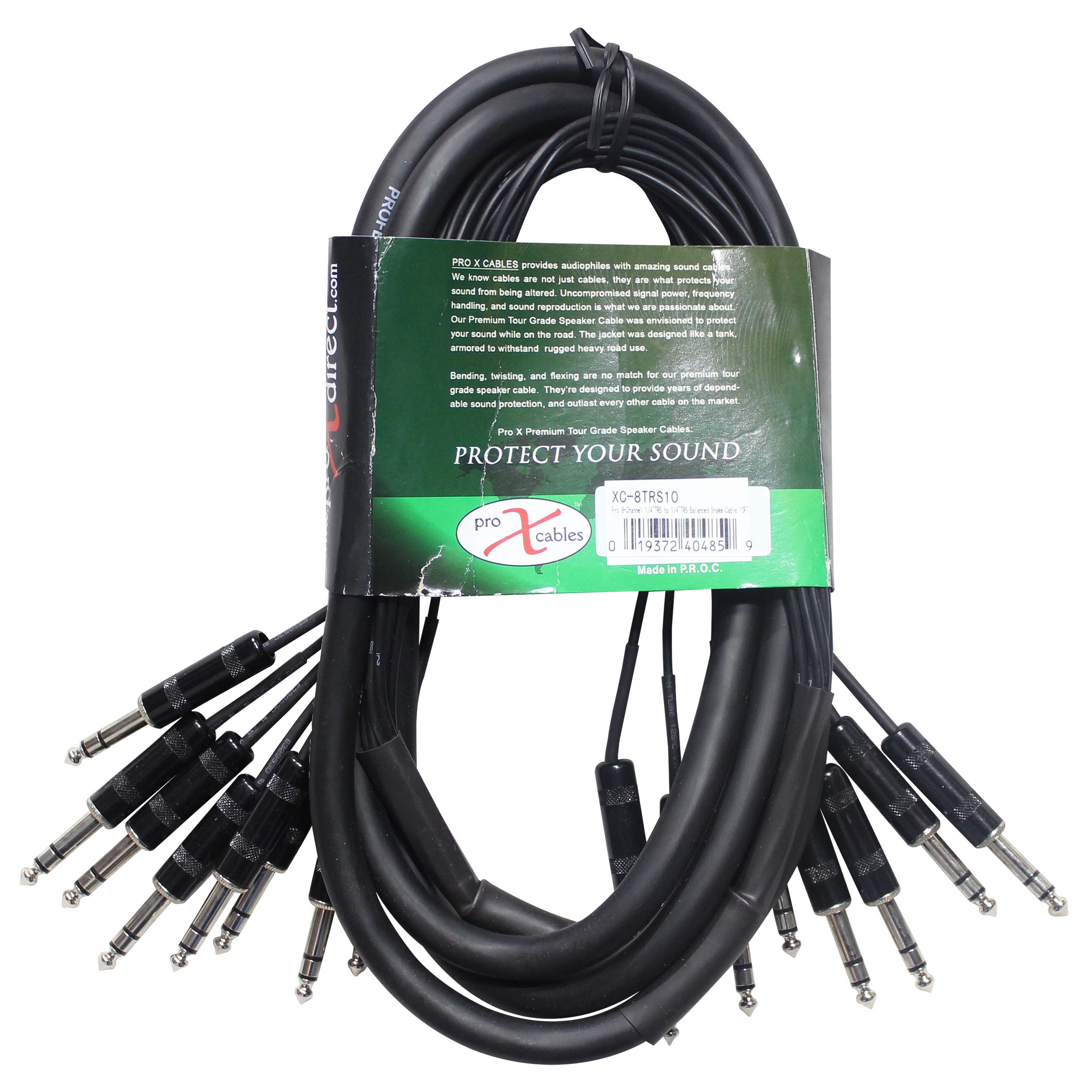 ProX 10 Ft. 8-Channel TRS-M to TRS-M Balanced Snake Cable