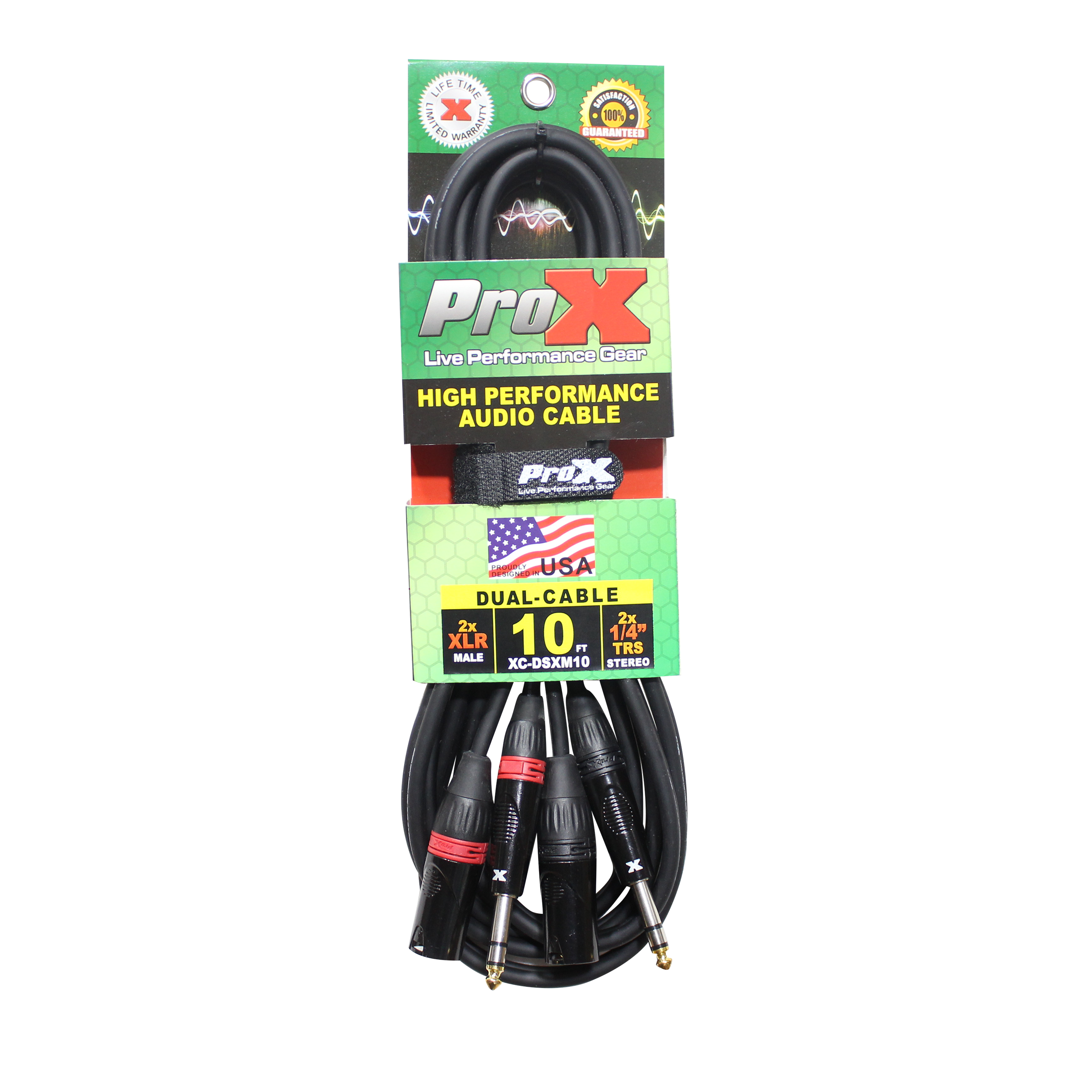 ProX 10 Ft. Balanced Dual 1/4" TRS-M to Dual XLR3-M High Performance Audio Cable