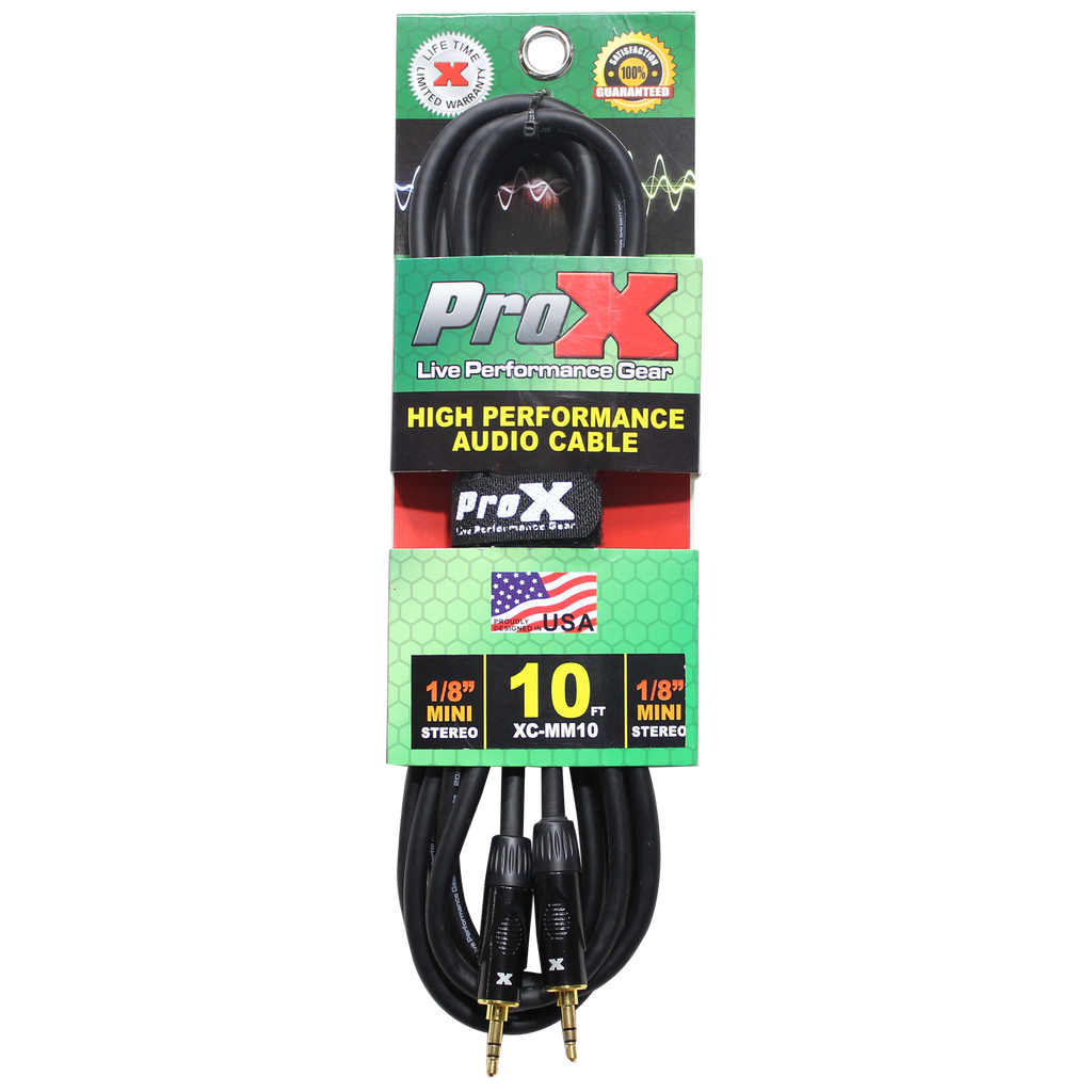 ProX 10 Ft. Balanced TRS-M Mini 1/8" to TRS-M Mini 1/8" High Performance Audio Cable