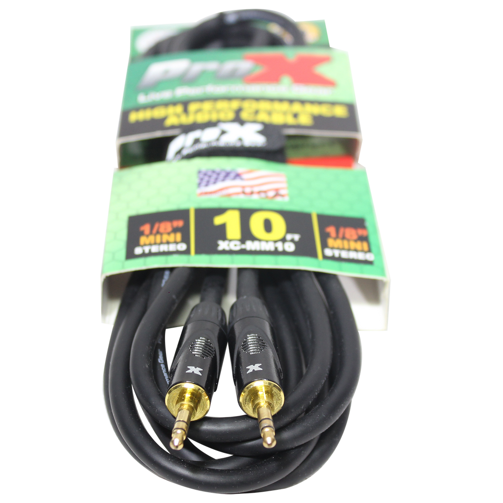 ProX 10 Ft. Balanced TRS-M Mini 1/8" to TRS-M Mini 1/8" High Performance Audio Cable