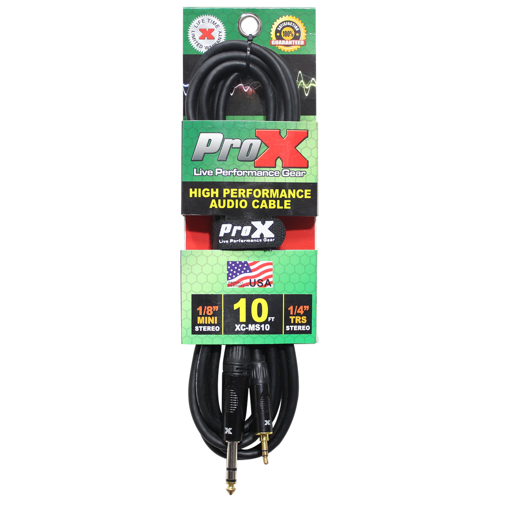 ProX 10 Ft. Balanced TRS-M Mini 1/8" to TRS-M High Performance Audio Cable