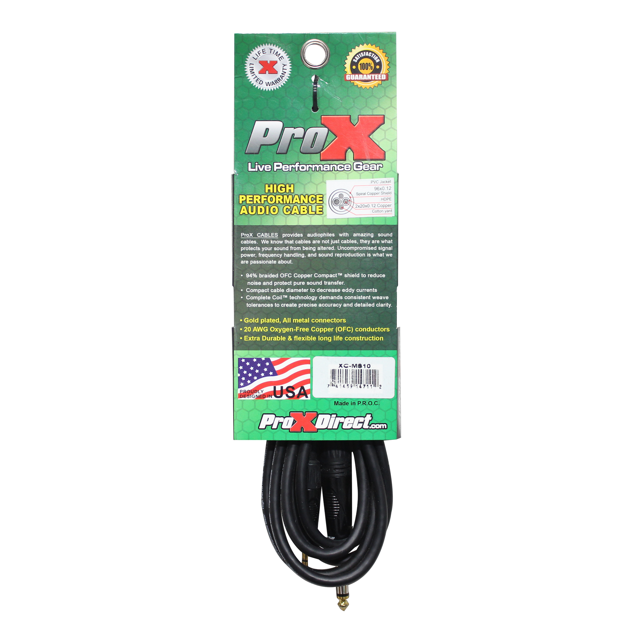 ProX 10 Ft. Balanced TRS-M Mini 1/8" to TRS-M High Performance Audio Cable
