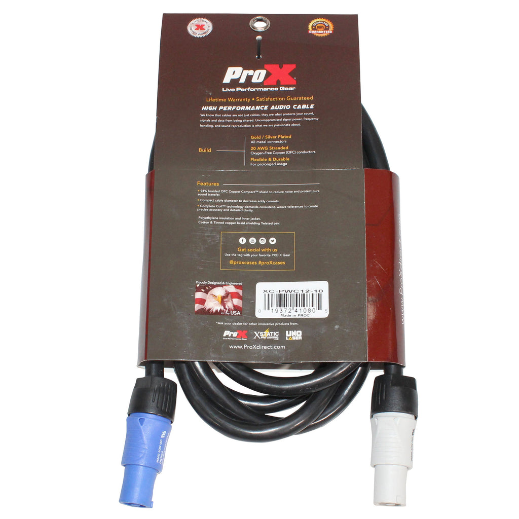 ProX 10 Ft. High Performance 12AWG Blue to Gray Link Cable for Power Connection compatible devices