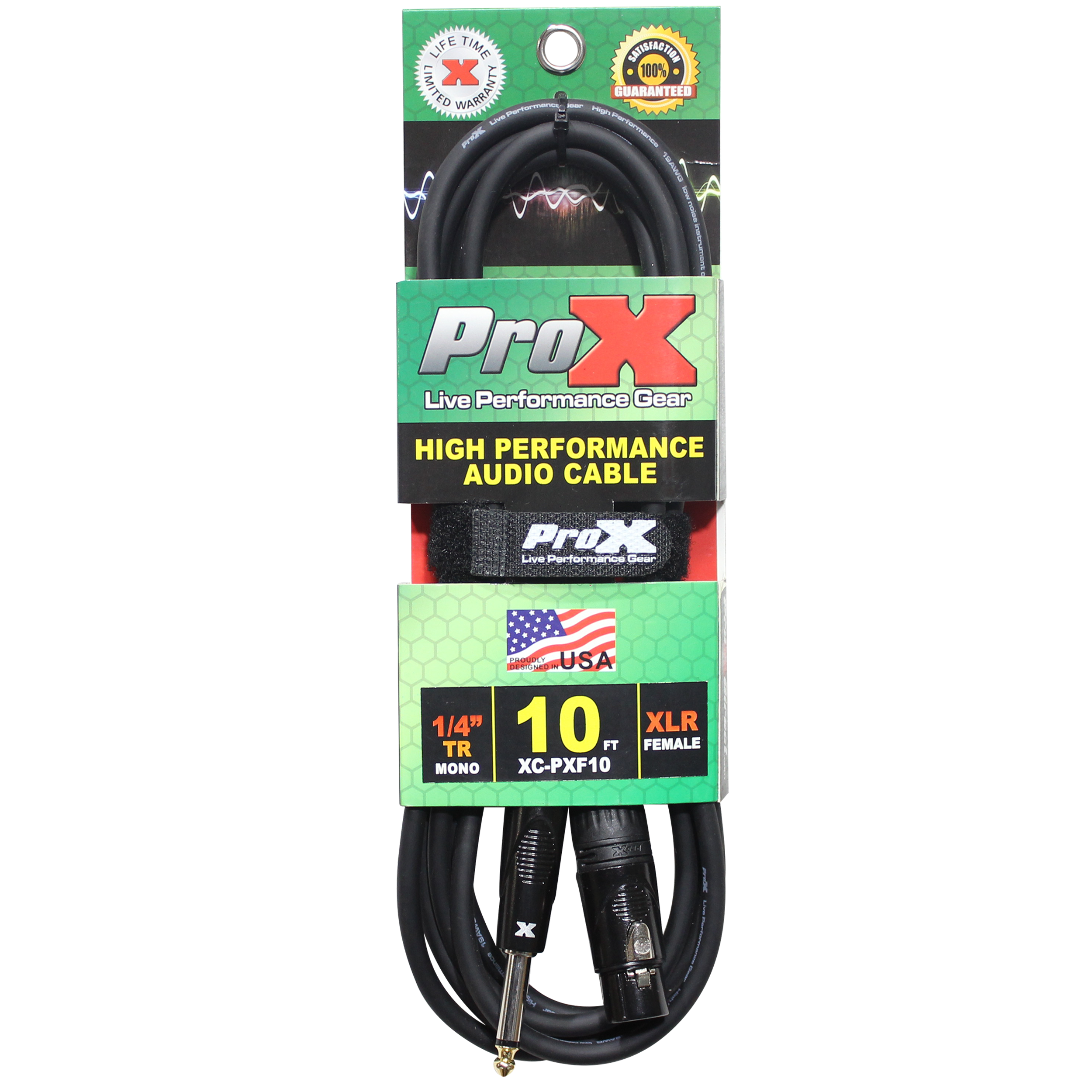ProX 10 Ft. Unbalanced 1/4" TS to XLR3-F High Performance Audio Cable