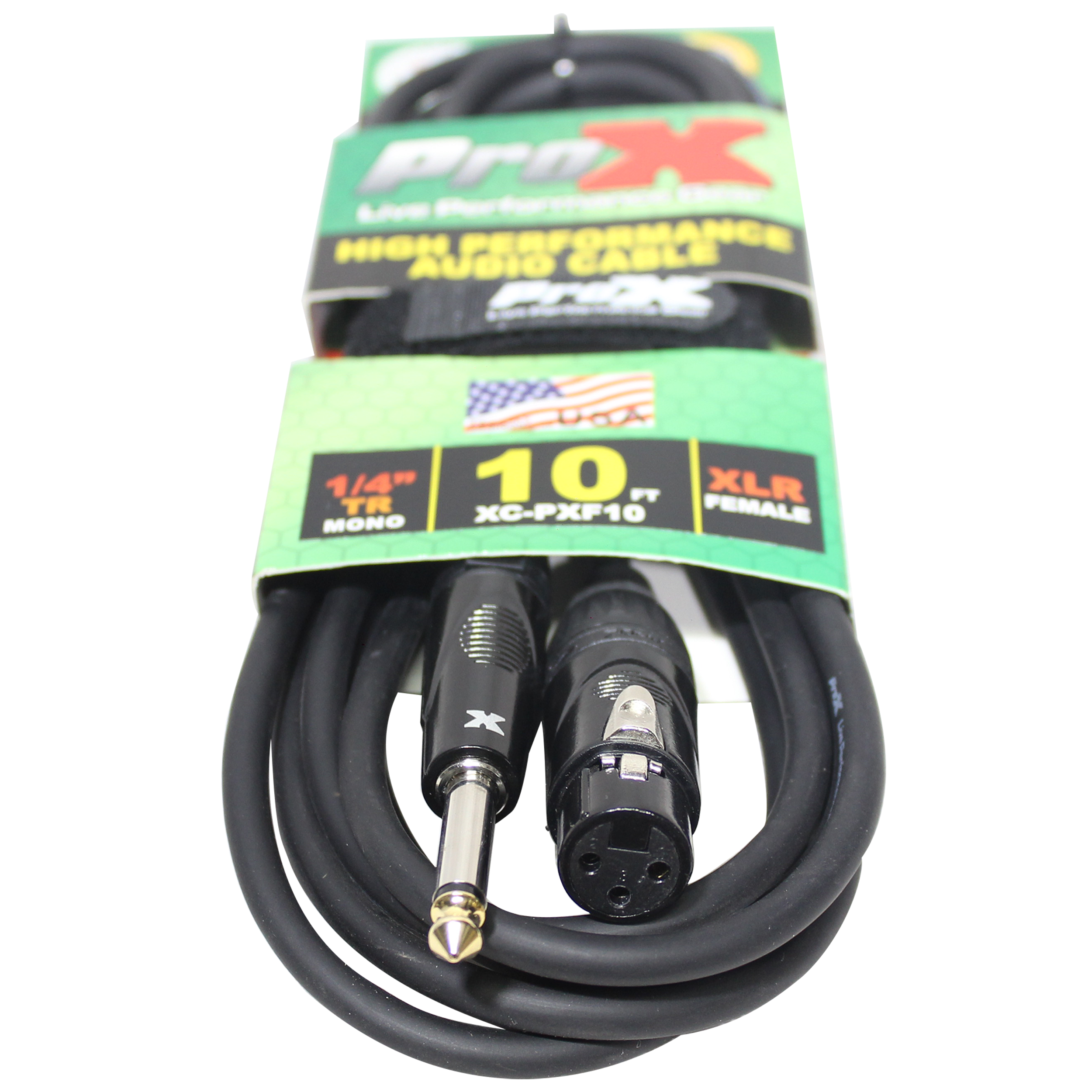 ProX 10 Ft. Unbalanced 1/4" TS to XLR3-F High Performance Audio Cable