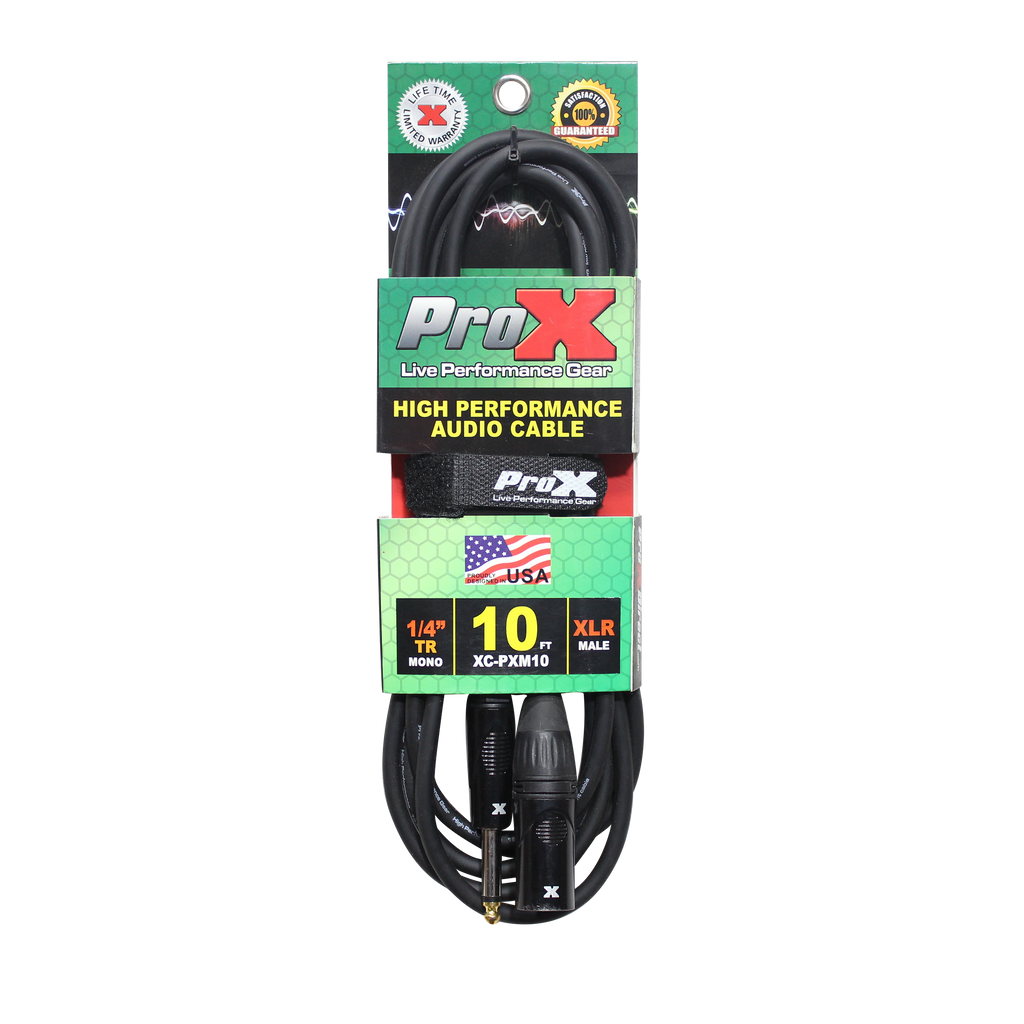 ProX 10 Ft. Unbalanced 1/4" TS-M to XLR3-M High Performance Audio Cable
