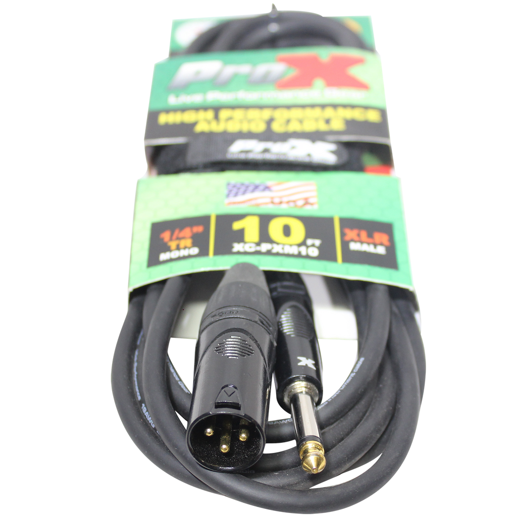 ProX 10 Ft. Unbalanced 1/4" TS-M to XLR3-M High Performance Audio Cable