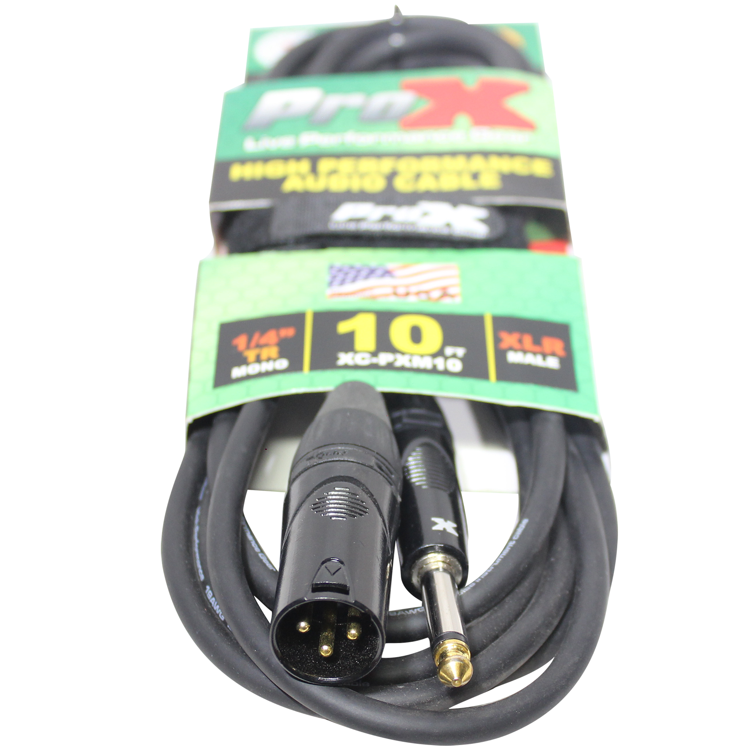 ProX 10 Ft. Unbalanced 1/4" TS-M to XLR3-M High Performance Audio Cable