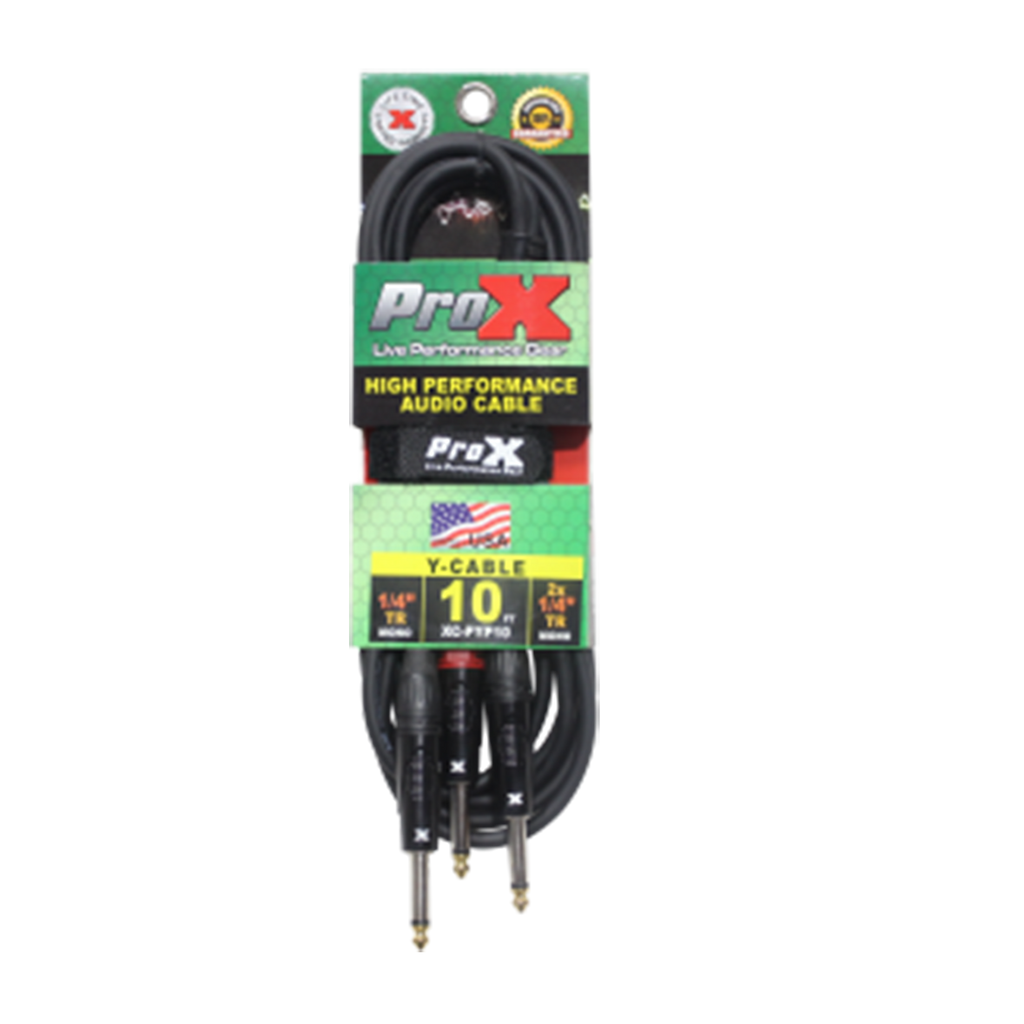 ProX 10 Ft. 1/4" TS-M to Dual 1/4" TS-M High Performance Audio Cable