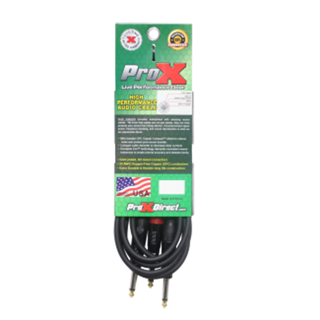 ProX 10 Ft. 1/4" TS-M to Dual 1/4" TS-M High Performance Audio Cable