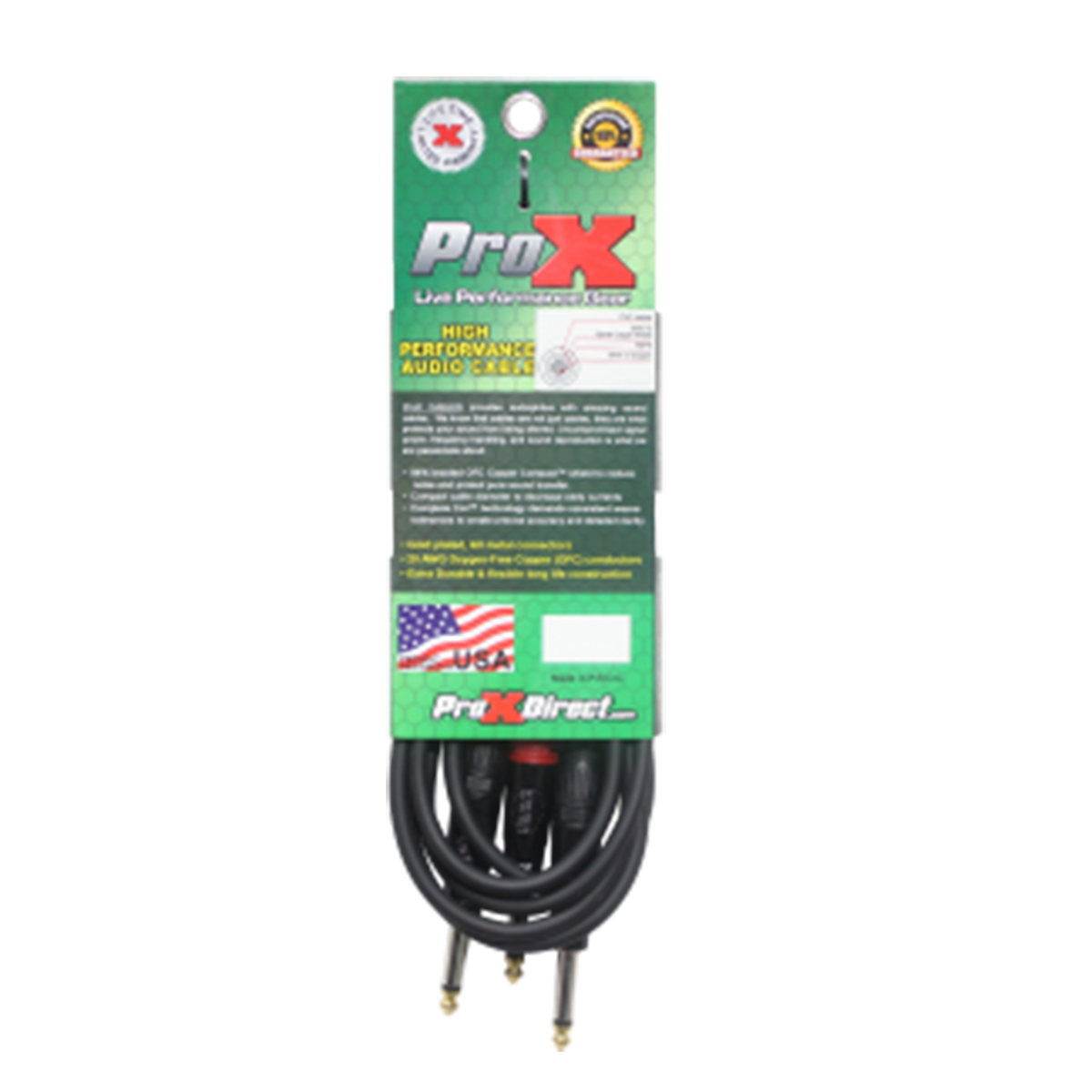 ProX 10 Ft. 1/4" TS-M to Dual 1/4" TS-M High Performance Audio Cable