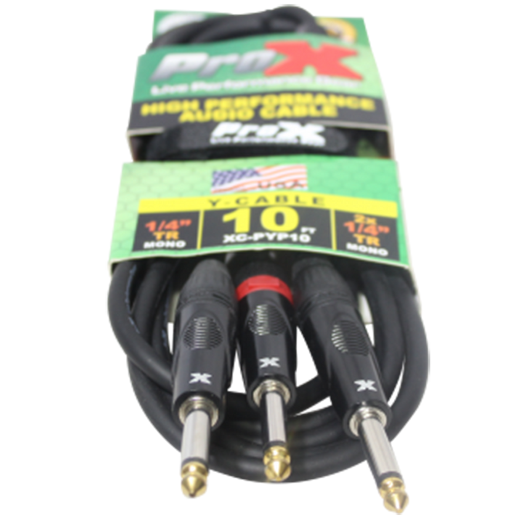 ProX 10 Ft. 1/4" TS-M to Dual 1/4" TS-M High Performance Audio Cable