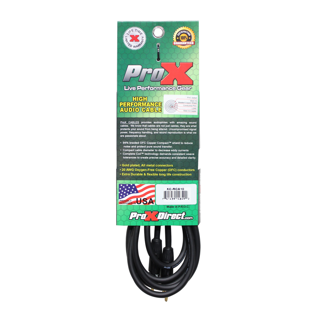 ProX 10 Ft. High Performance Audio Cable RCA to RCA