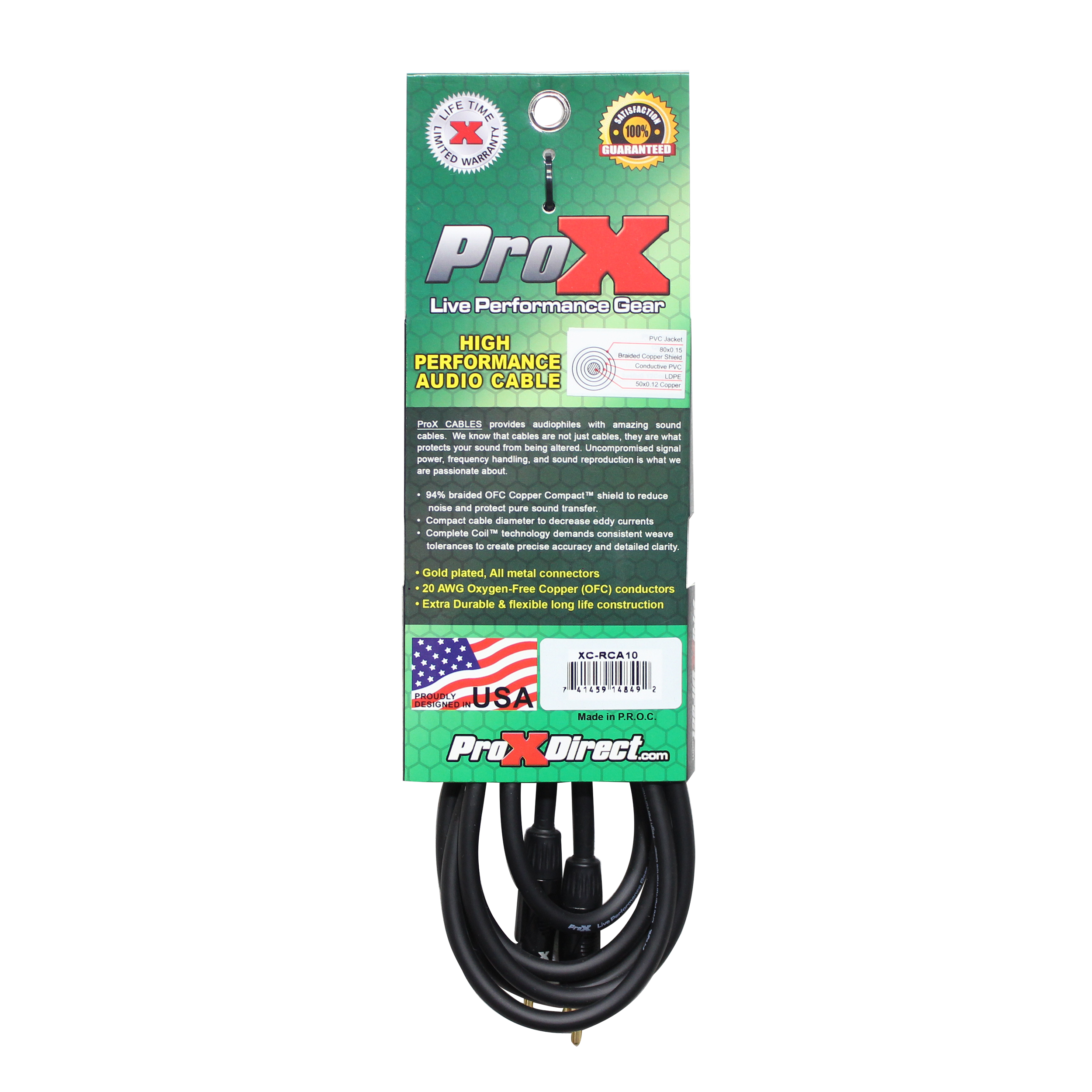 ProX 10 Ft. High Performance Audio Cable RCA to RCA