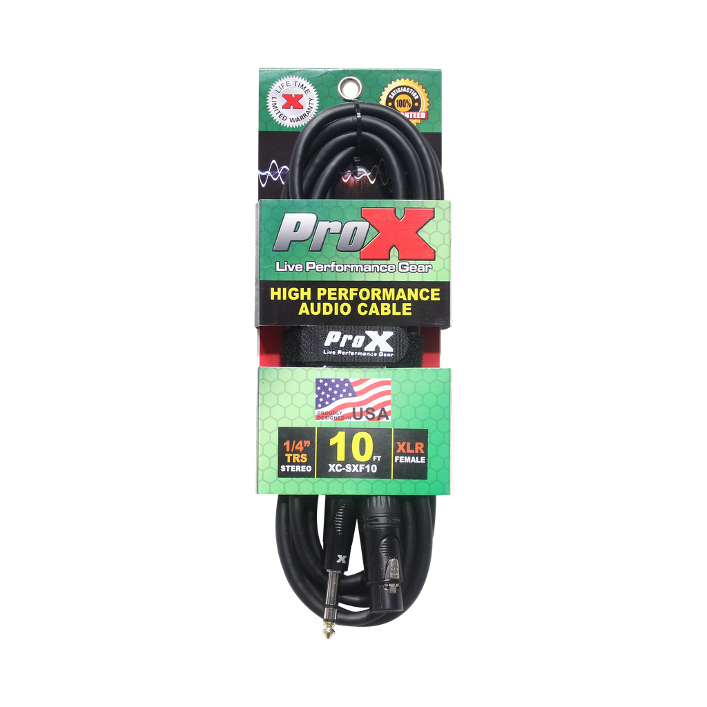 ProX 10 Ft. Balanced 1/4" TRS to XLR3-F High Performance Audio Cable