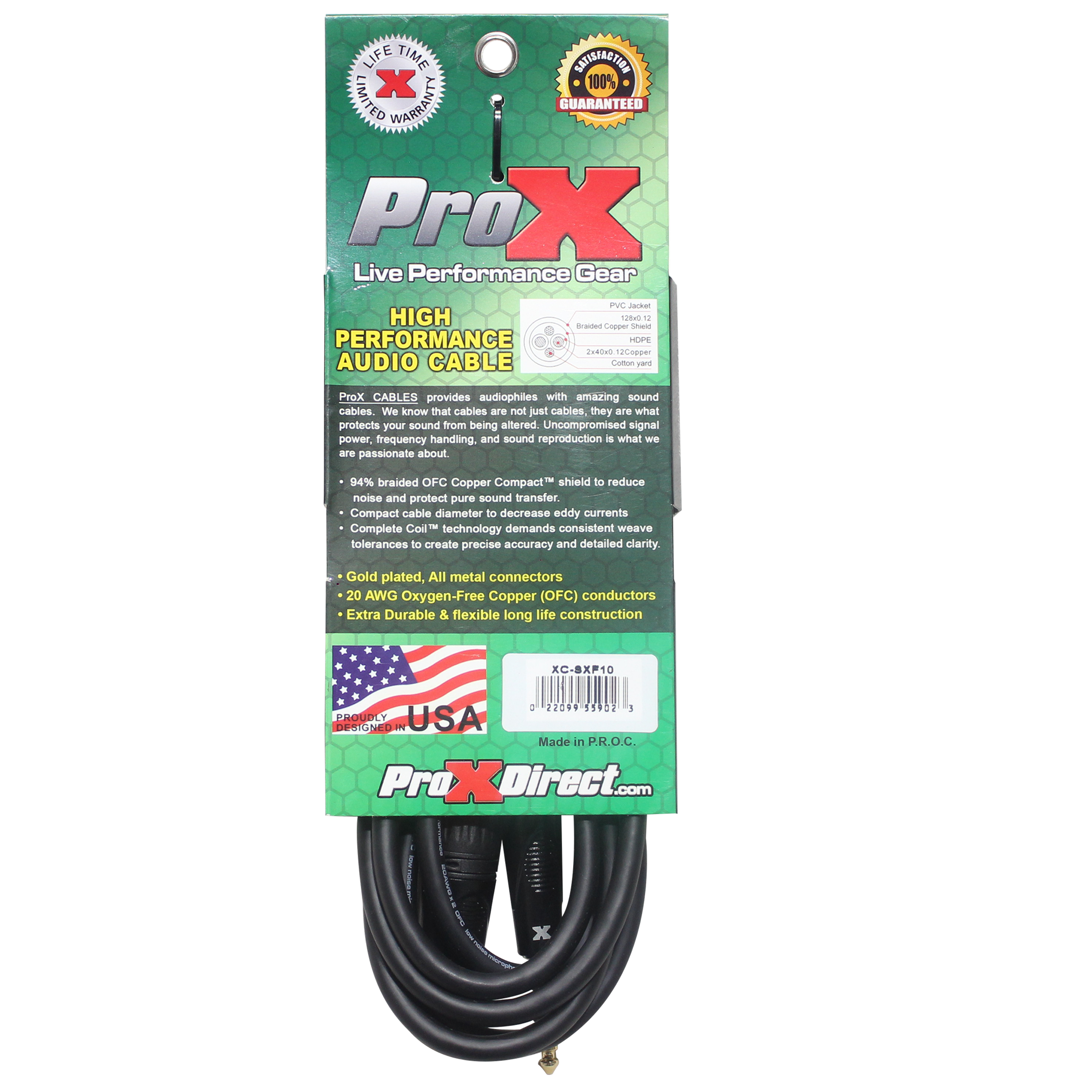 ProX 10 Ft. Balanced 1/4" TRS to XLR3-F High Performance Audio Cable