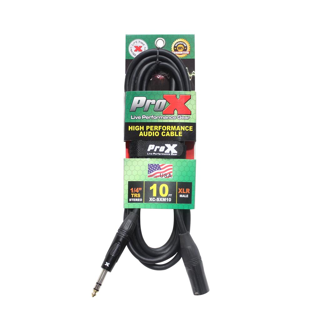 ProX 10 Ft. Balanced XLR3-M to 1/4 TRS-M High Performance Audio Cable