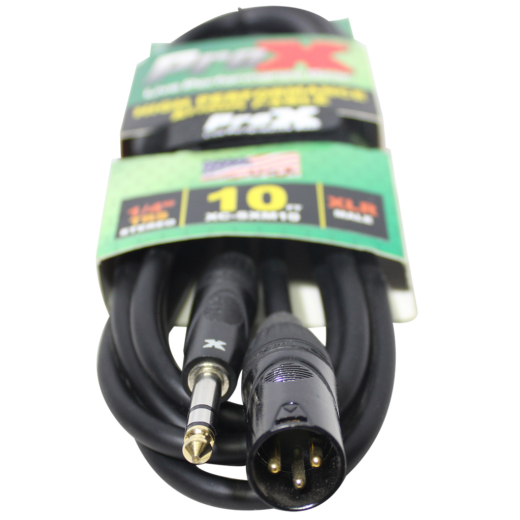 ProX 10 Ft. Balanced XLR3-M to 1/4 TRS-M High Performance Audio Cable