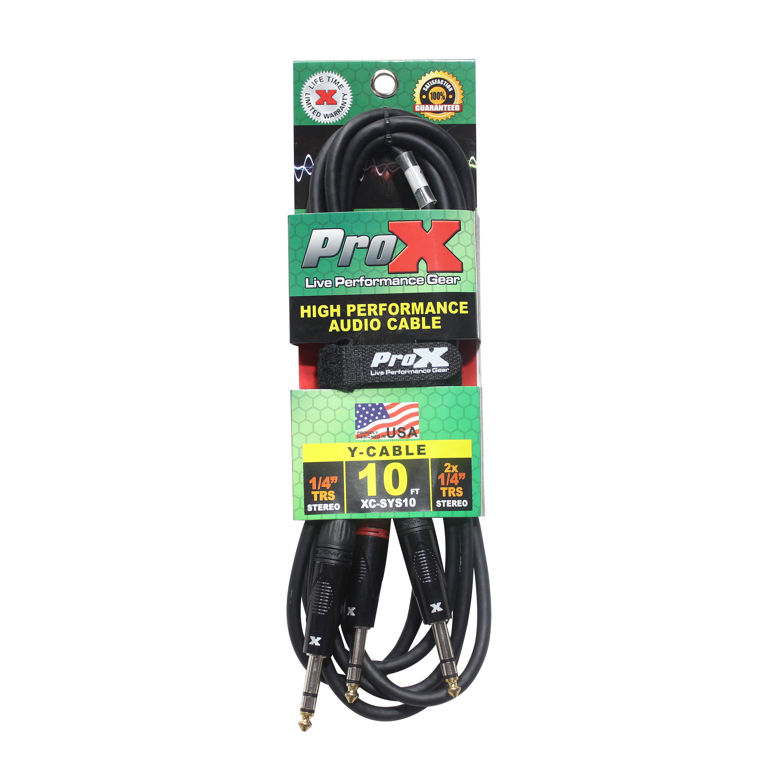 ProX 10 Ft. 1/4" TRS-M to Dual 1/4" TRS-M High Performance Audio Cable