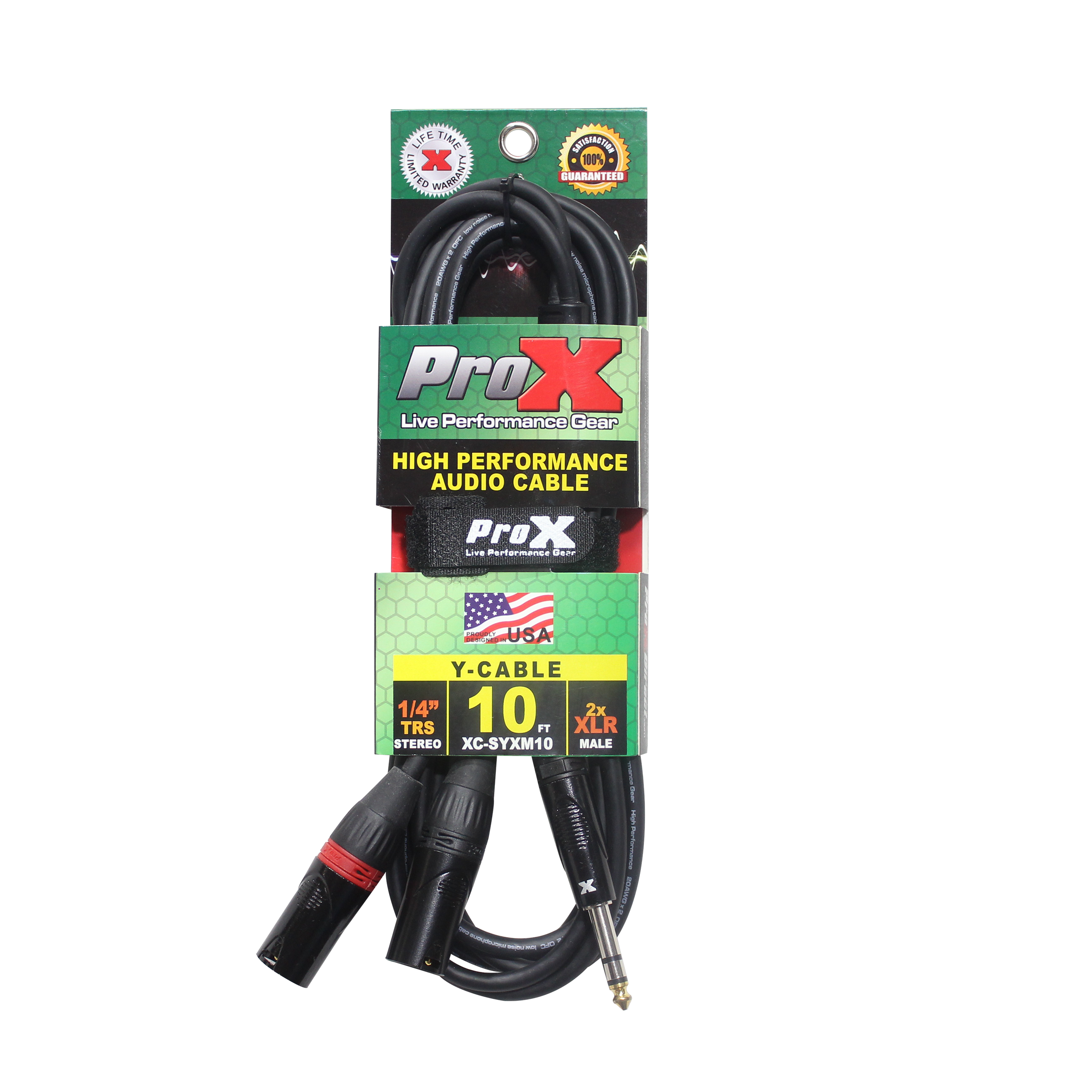 ProX 10 Ft. 1/4" TRS-M Stereo to Dual XLR3-M High Performance Y Cable