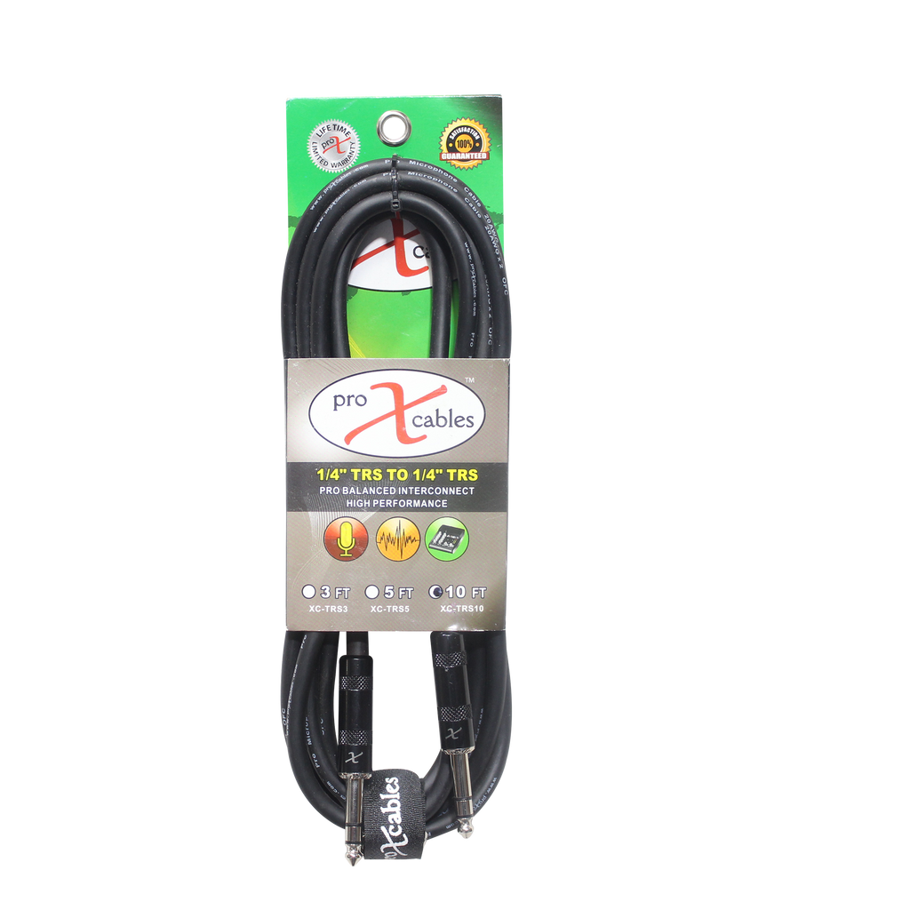ProX 10 Ft. Balanced 1/4" TRS-M to TRS-M High Performance Audio Cable