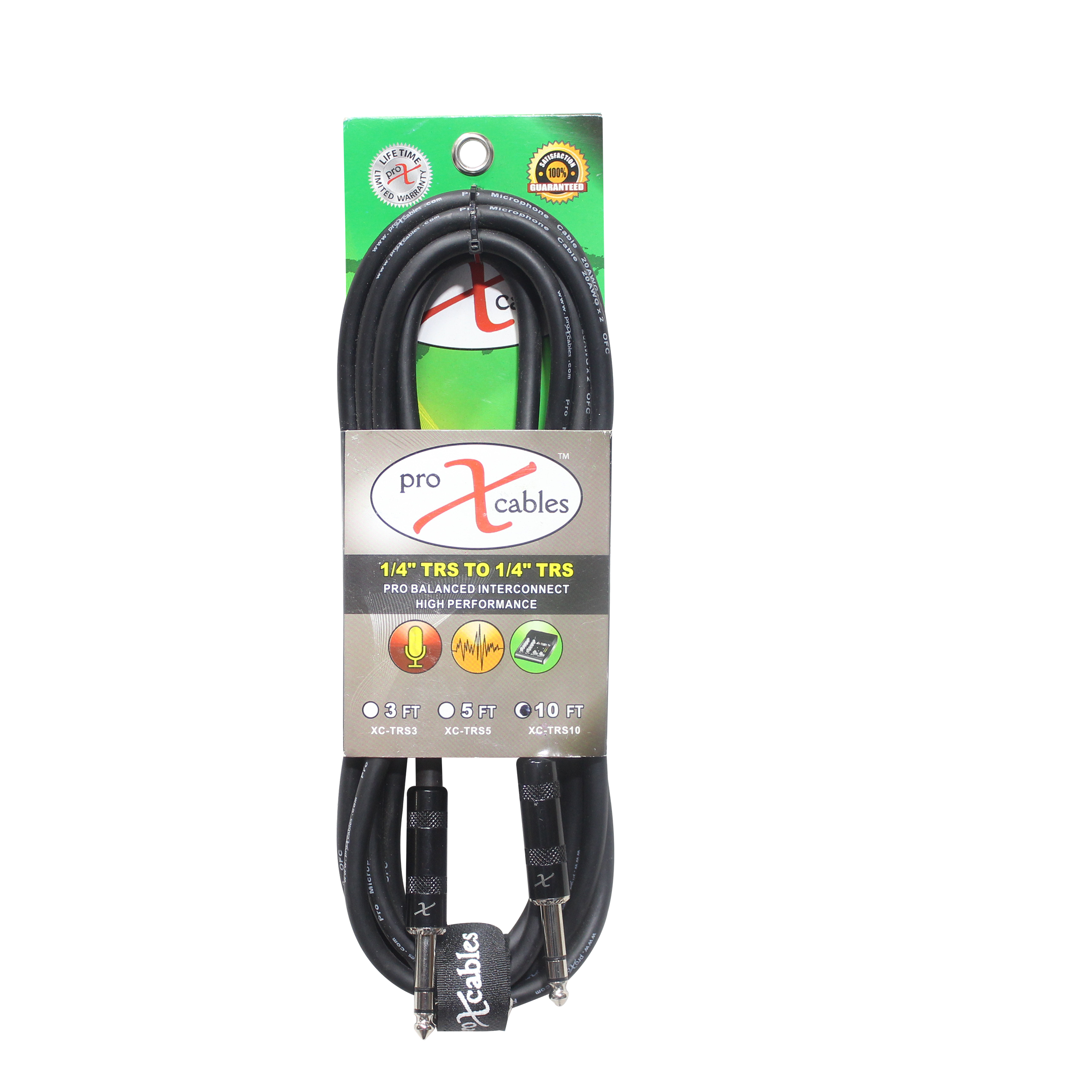 ProX 10 Ft. Balanced 1/4" TRS-M to TRS-M High Performance Audio Cable