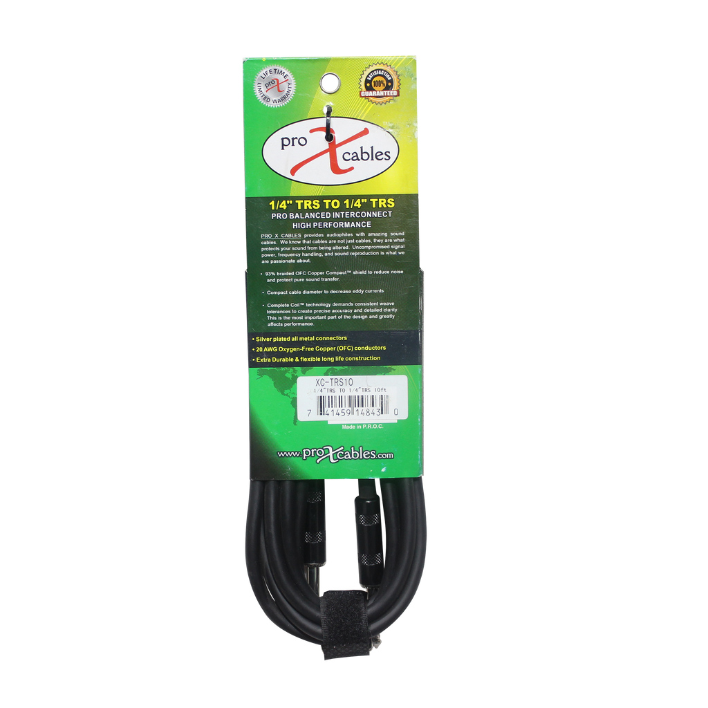 ProX 10 Ft. Balanced 1/4" TRS-M to TRS-M High Performance Audio Cable