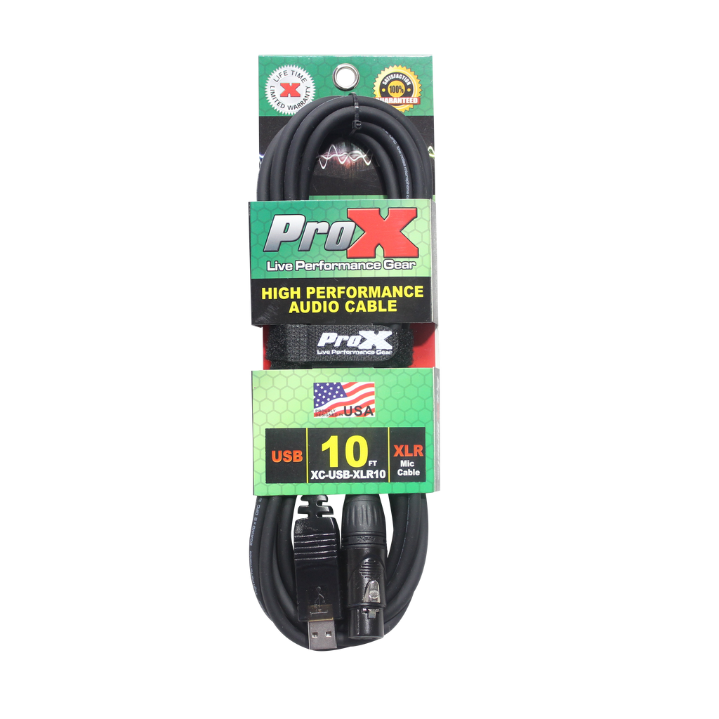 ProX 10 Ft XLR-F to USB High Performance Audio Cable