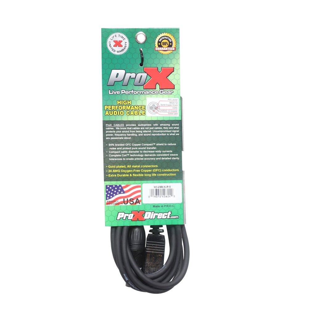 ProX 10 Ft XLR-F to USB High Performance Audio Cable