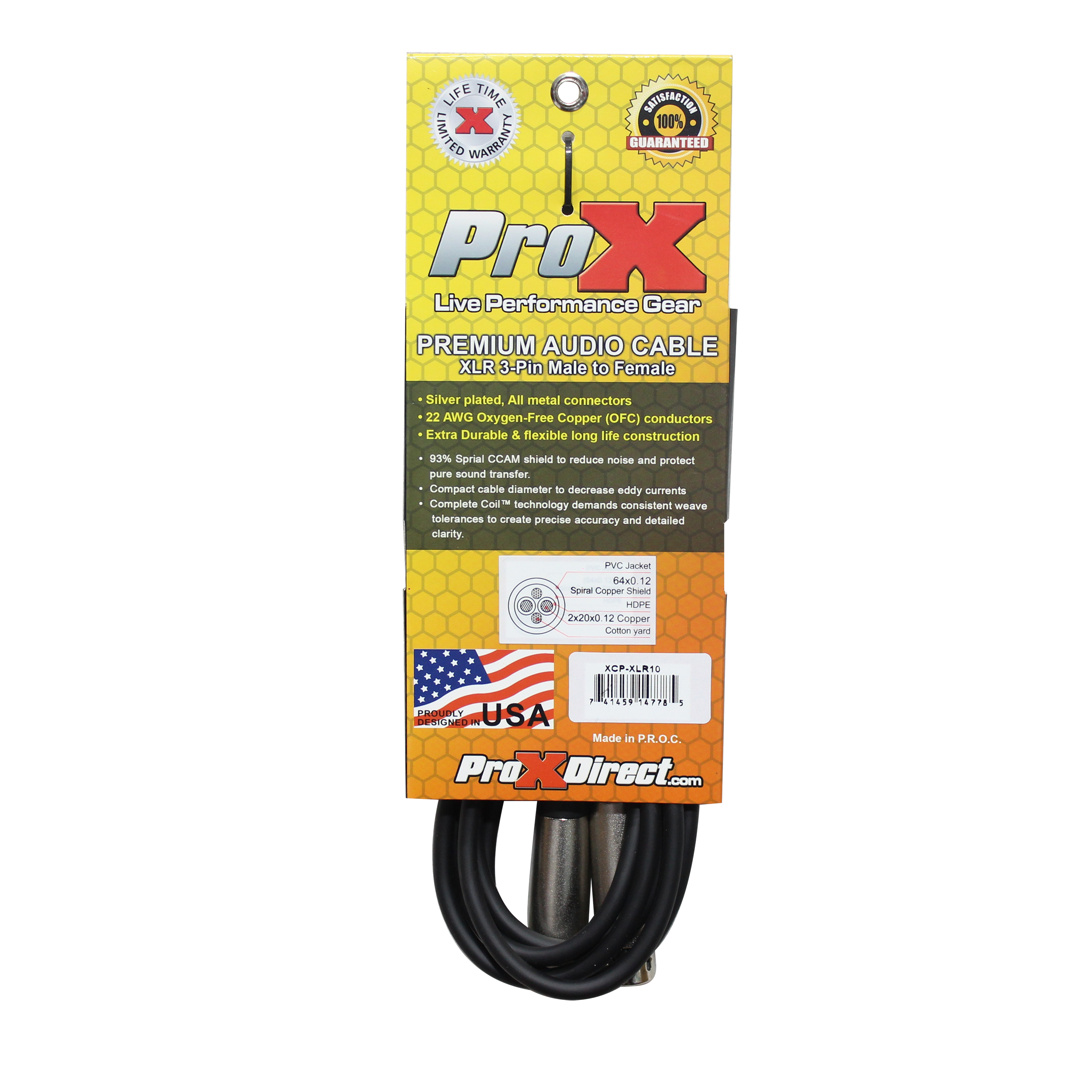 ProX 10 Ft. Balanced XLR3-F to XLR3-M Premium Audio Microphone Cable