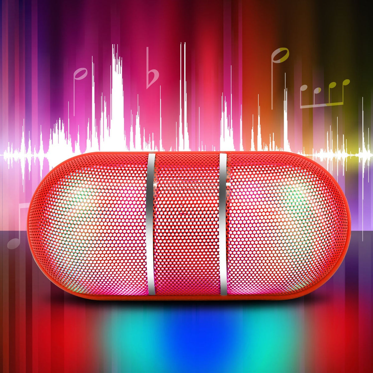 Ultra-Portable Rainbow LED Wireless Speaker - Red