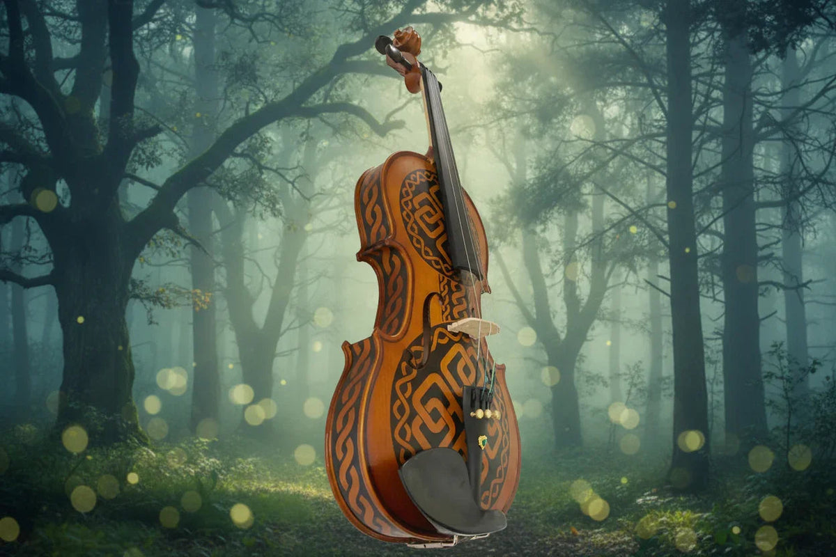 Rozanna's Celtic Love Violin Outfit | Hand-Carved Celtic Design & Crystal Tailpiece