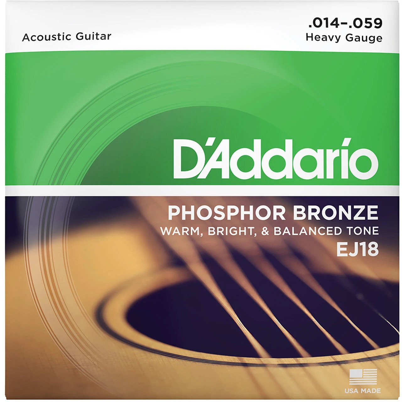 D'Addario EJ18 Phosphor Bronze Acoustic Guitar Strings, 14-59 Heavy