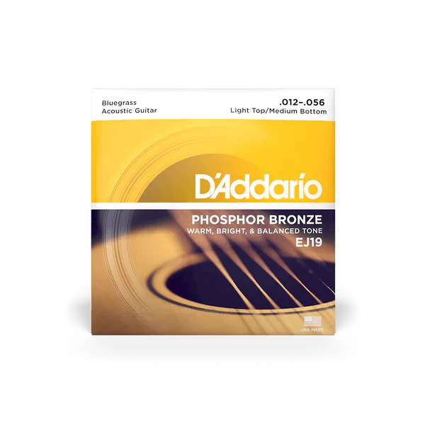 D'Addario EJ19 Phosphor Bronze Acoustic Guitar Strings, 12-56 Light Top/Medium Bottom Acoustic Guitar Strings