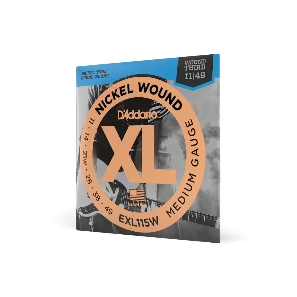 D'Addario EXL115W XL Nickel Medium Wound 3rd Electric Guitar Strings - 11-49
