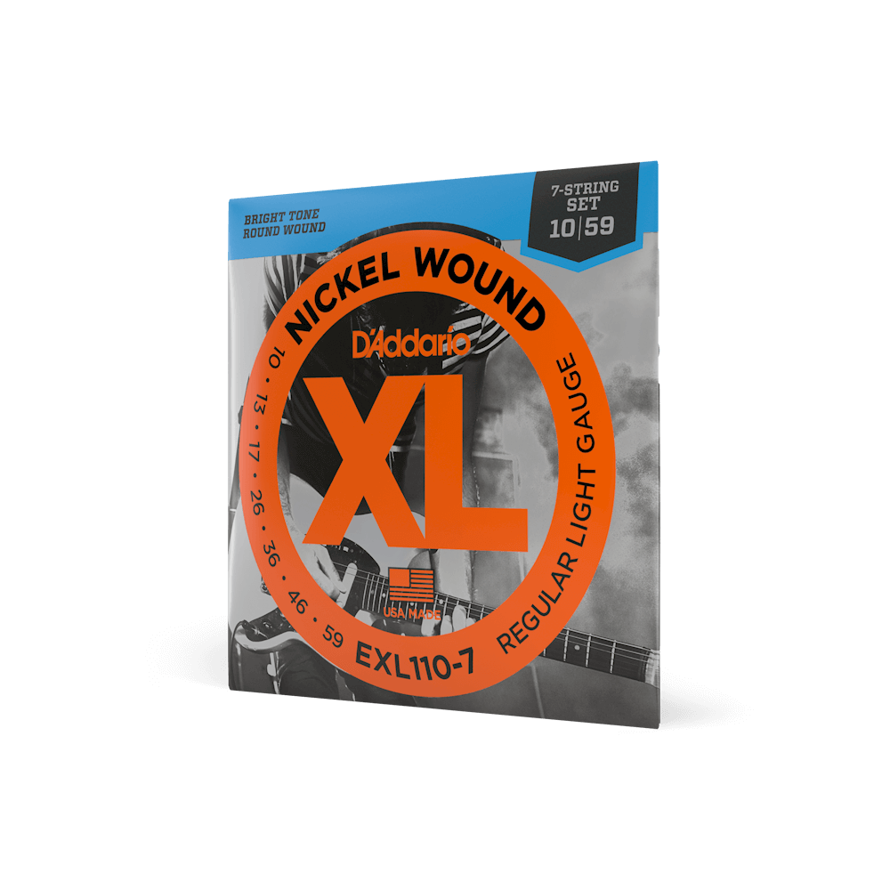 D’Addario EXL110-7 XL Nickel Electric Guitar Strings – 10-59 Regular Light (7-String)